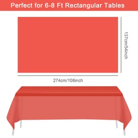 HXMJIED 3 Pcs Red Rectangle Tablecloth, 137 x 274 cm Disposable Plastic Tablecloth Wipeable Red Table Cover for Indoor or Outdoor use, Picnic Tablecloth, Birthday Party Decoration Tablecloth