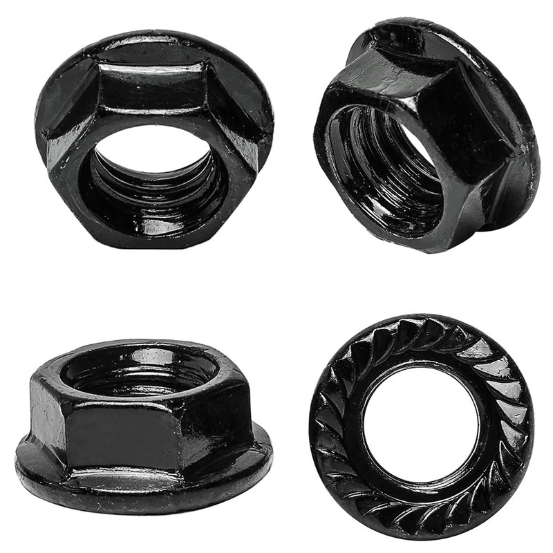 108 Pcs Black Serrated Flange Hex Lock Nuts Kit Self-Locking