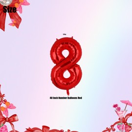 40 Inch 8 Red Number Balloons Mylar Foil Helium Digital Balloons Baby Shower 8th Birthday Party Decor Supplies
