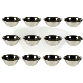 TrueCraftware- Set of 12 - Stainless Steel Mixing Bowls - 6.5" Wide - Heavy Weight Flat Bottom and Rim