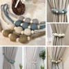 2 Pack Boho Jute Coil Ball Curtain Tiebacks with Wood