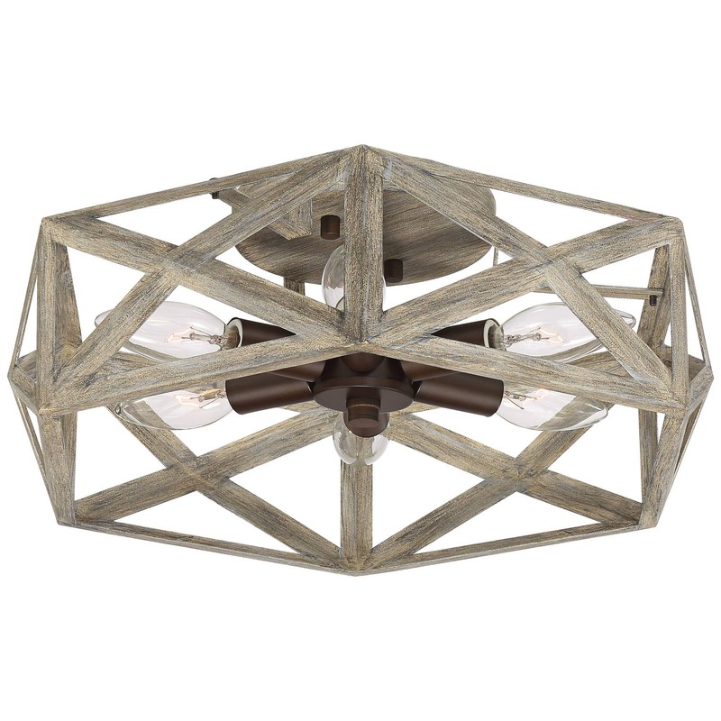 Possini Euro Design Moorcroft Rustic Farmhouse Ceiling Light Semi Flush-Mount