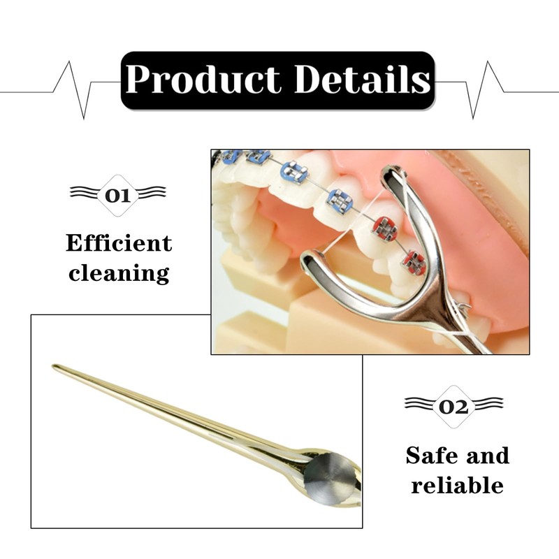 DKJEkdje 2 Set Stainless Steel Dental Floss Kit, 50m/Roll Each