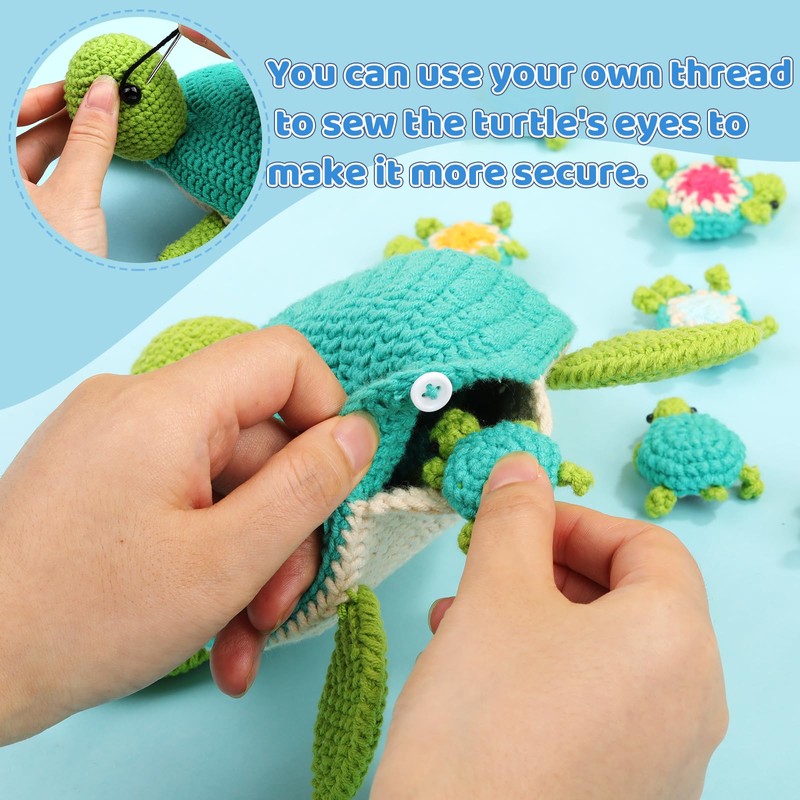 BUOKKON Crochet Kit for Beginners, Turtle Family Crochet Kit, Beginner