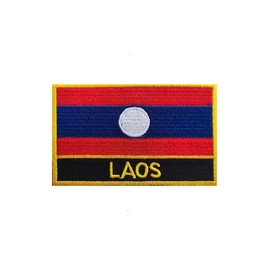 Ysmzzmsy - Parche de bandera de Laos (3 x 2 pulgadas) para planchar o coser bordado táctico militar nacional Laos