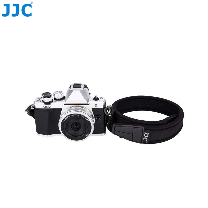 JJC NS-M1BK Neoprene Umhängeband für Kameras, Schwarz, Fits Mirrorless Camera