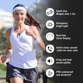 Soundsark Wearable Bluetooth Speaker,Clip-on Waterproof Wireless Portable Speakers with Lighting,Clock,Built-in Microphone Wearable Speaker for Answering Calls and Playing Music(White)