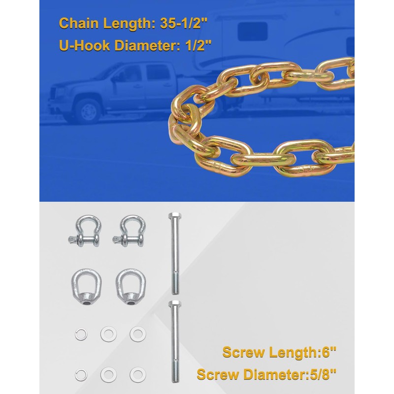 MEPARERI Ultimate Connection 5th Wheel Trailer Safety Chains with Hooks,Safety