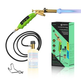 TURBOHEAT Propane Torch Hand Hose Heavy Duty MAPP Gas Torch Turbo Propane Torch Head with Igniter 5ft Long Hose Full Brass MAP Gas Torch kit on Propane Tank for Soldering Brazing Large Copper Pipe