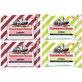 Fisherman's Friend Lozenges Duo Set (Cherry and Citrus Flavors) Fresh Breath and Extra Strong Cough Sugar Free Lozenges 25g Each (Pack of 4)