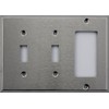 Brushed Satin Stainless Steel 3 Gang Wall Plate- 2 Toggle