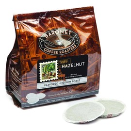Baronet Coffee Pods [Hazelnut Flavored-54 Pods] Single Cup Use Like Senseo - 3 Bags of 18 Single Serve 8 Gram, Regular Strength, Medium Roast [Hazelnut]