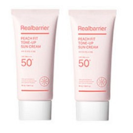 Real Barrier Peach Fit Tone-Up Sunscreen SPF 50+ PA++++ 50ml x 2 Korean K-Beauty Skincare School Military Dormitory Airport Departure / 리얼베리어 피치 핏 톤업 선크림 SPF 50+ PA++++ 50ml 2개 한국K뷰티 스킨케어 학교 군대 기숙사 공항 출국