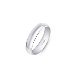 Amberta Solid 925 Sterling Silver Mens Wedding Ring Band | 5 6 8 mm Wide Thumb Court Shape Polished Silver Ring for Men: 5 mm - Size 11