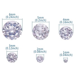 60pcs/Box Clear Cubic Zirconia Stone Loose CZ Stones Faceted Cabochons Rhinestone 6 Size(1-6mm) Pointed Back Diamante Gems for Nail Art Earring Bracelet Pendants DIY Craft Making