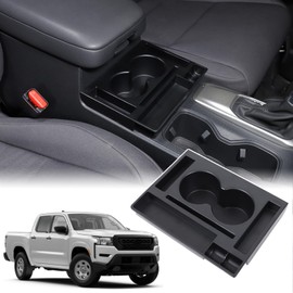 Bekantogy Center Consoles Storage Box Organizer Tray Compatible with Nissan Frontier 2022-2025 ABS Armrest Center Center Front Organizer Storage Box Tray Extra Water Cup Holder