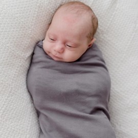 Zoe Sage Organic Stretchy Baby Swaddle Wrap - 1 Pack 120cm x 120cm(XL) Unisex Swaddle Wrap, Ultimate 4-Way Stretch, Breathable GOTS Certified Gentle Cotton Ideal for Newborn and Infant (Storm Grey)