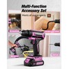 Pink Cordless Drill Set, 20V Max PowerDrill for Women, Lightweight
