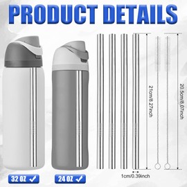 4pcs Metal Straw Replacement for Owala Water Bottle, with 2 Straw Cleaning Brushes Reusable Stainless Steel Straws Travel Cup Straws Compatible with Owala Water Bottle 24 oz 32 oz