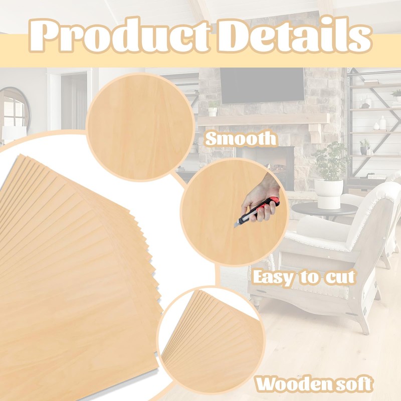 16 Pcs Balsa Wood Sheets, Premium Balsa Wood Veneer Sheets