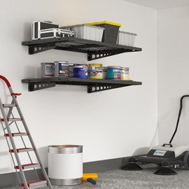 FLEXIMOUNTS 2 Pack 2x4ft Garage Storage 24x48 inch Bike Wall Shelving Rack, 440lbs Total Weight Capacity, Black
