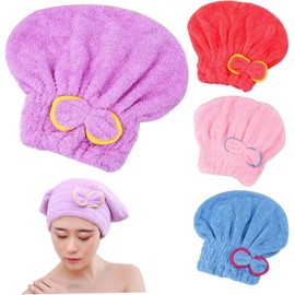 Toalla para el Cabello súper Absorbente Capa de Secado para el Cabello 4 PCS Súper Absorbente Toalla de Cabello Secado rápido Micrips