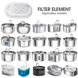 Sonicefit 40Pcs Cat Water Fountain Filters Replacement, Automatic Pet Water Dispenser Filter for Stainless Steel 108oz/3.2L & 67oz/2L Fountain, 9 Months Set Replacement Filters Pre-Filter Sponges