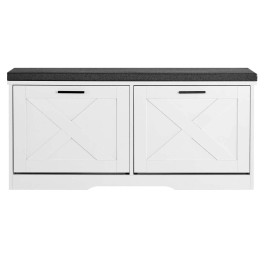 Home Furniture Shoe Rack Bench With Cushioned Seat 39.4 X 12.0 X 18.7 Inches Farmhouse Style Modern DesignDefault: Default
