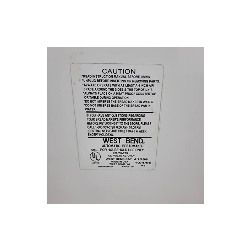 Pan Seal Kit set for West Bend Bread Maker Models