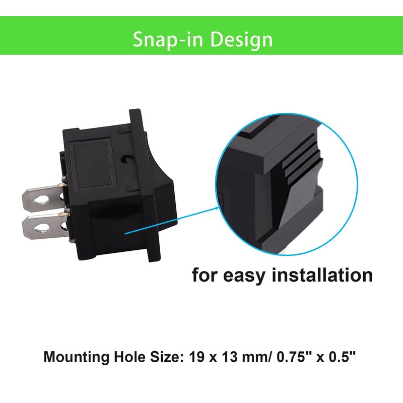 12V Rocker Switch On/Off 2 Pin 2 Position SPST Car