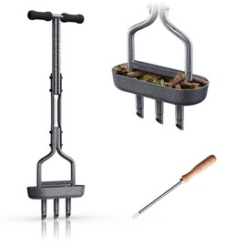 ViveGro Lawn Aerator Coring Garden Tool, Manual Hollow Tine Aerators with Oval Soil Core Storage Tray, Core Aerator Grass Aeration Gardening Tools for Garden Yard Care, 38''