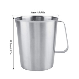 Uadme Measuring Cup 2000 ml Stainless Steel Measuring Jug Milk Pitcher Milk Foam Jug Metal Melting Pot Milk Frothing Jug with Marking Handle Coffee Milk Cup