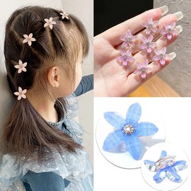 10PCS Wedding Bridal Hair Claws Girls Mini Hair Claw Clips Flowers Metal Hair Clips Women Bride Wedding Hairpin Rhinestone Hair Pins Pink