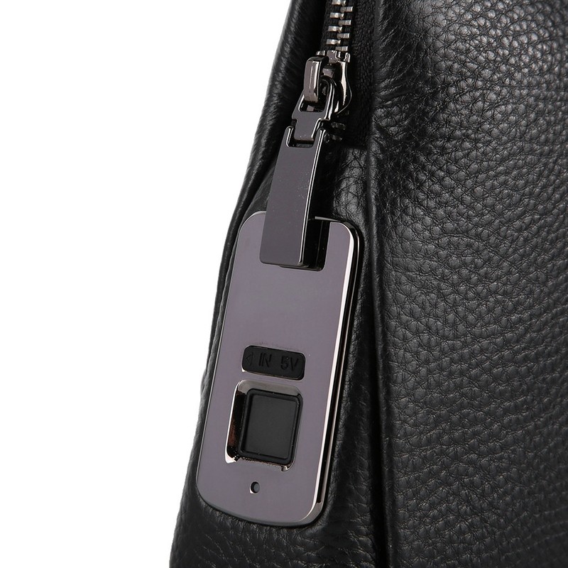 Fipilock FL-V1 Men Zipper Leather Wallet Smart Fingerprint Security Anti