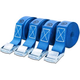 Tie Down Straps - (Car Roof Rack Straps for Luggage Surfboard Kayak Motorbike or Cargo Lashing Ratchet Strap Alternative) - Rustproof Buckles - 4 Pack - 13ft