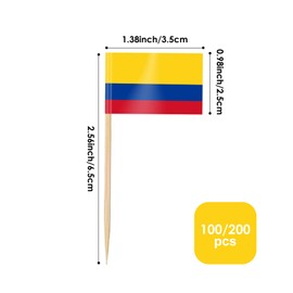 AhfuLife Pack of 100/200 Cocktail Stick Flags, Toothpick Flag for Sandwich Food Cupcake Toppers Cocktail Fruit Tableware Party Supplies Pub Decor (200 Pieces, Colombia Toothpick Flag)