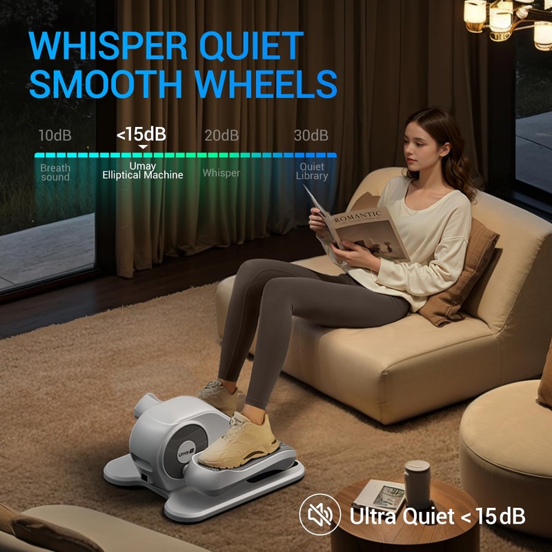 Under Desk Elliptical Machine, Electric Leg Exerciser for Seniors, Quiet