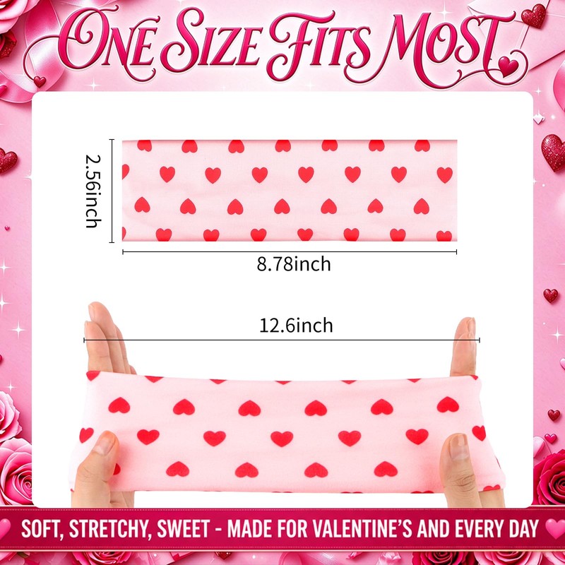 Heart Headbands for Women Elastic Non Slip Valentines Day Headbands