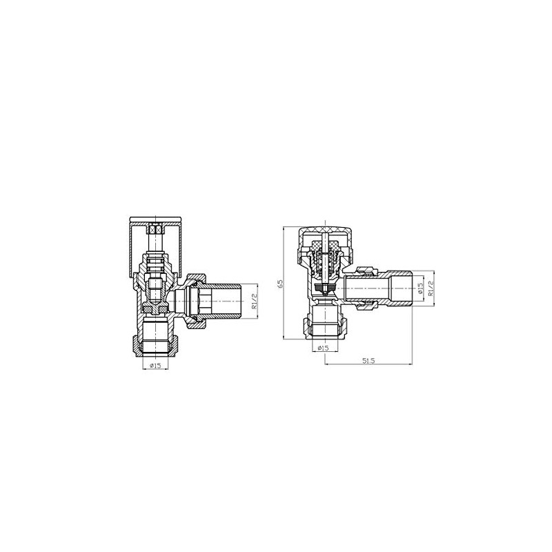 NRG Designer 15mm Chrome Angled TRV Thermostatic Radiator Valves Central