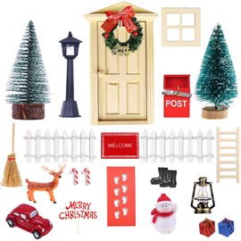 EIKEJI Gnome Door Set, 26 Pieces Gnome Door, Complete Set, Gnome Door Accessories, Christmas, Gnome Accessory Set, Christmas Decoration, Fairy Door, Children's Room Decoration for Christmas, DIY Gift