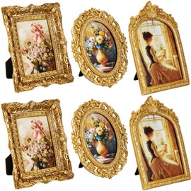 6 Pcs Vintage Resin Antique Picture Frame Baroque Gold,Novel