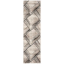 Safavieh Amsterdam Collection AMS112A Southwestern Bohemian Cream and Charcoal Runner (2'3" x 8')