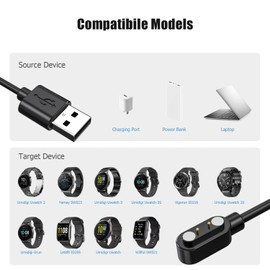 Magnetic Smartwatch Charger for Willful 2 Pack, Ancable 2 Pin Smartwatch Charger Cable Compatible with YAMAY SW023 Willful SW021 SW025 Letsfit ID206 ID205L ID205U ID205S ID216 Umidigi Uwatch 3S 3 2S 2