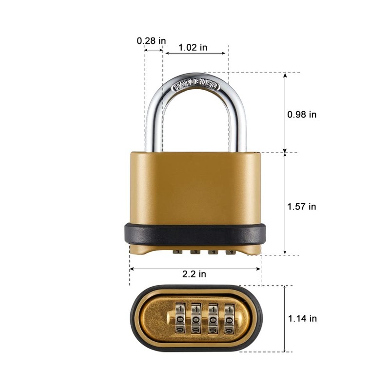 CINCINNO Heavy Duty Weatherproof Combination Lock, 4-Pack Outdoor Combo Lock,Resettable