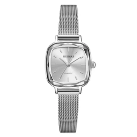 RUIMAS Women Watches Leather Band Fashion Japanese Quartz Watch Waterproof Malachite Green Women Green Watch, Silver, Classic