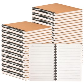 miikoul 100 Packs A5 Spiral Lined Notebooks, Kraft Paper Cover, 8.3"×5.5", 60 Sheets/120 Pages, Ruled Notebooks Bulk, Hardcover Journal Notepad Travel Notebooks for Office and School Supplies