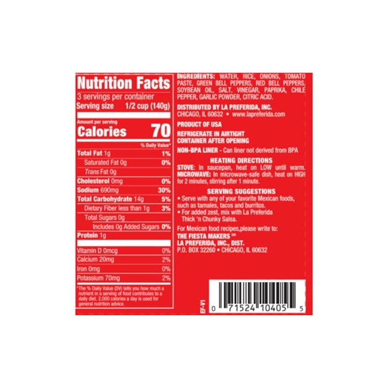 La Preferida Canned Spanish Rice - Quick & Easy, Robust