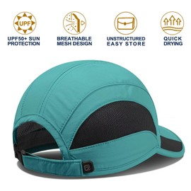 GADIEMKENSD Quick Drying Breathable Running Outdoor Hat Only, turquoise