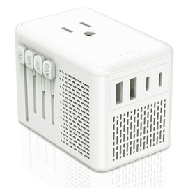 220V to 110V Converter, Voltage Converter US to Europe, Voltage Converter for Hair Dryer with 2 USB-A and 2 USB-C Ports, Power Converter Adapter Combo from US to Europe Italy UK AUS Asia