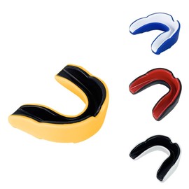 Gum Shield Kids | Mouth Guard Boxing | Rugby Mouth Guard | Unisex and Dual Layer with Premium Protection Suitable for All Contact Sport (Yellow+Black)